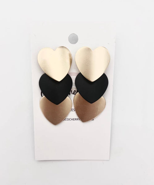 Black & Gold Heart Earrings