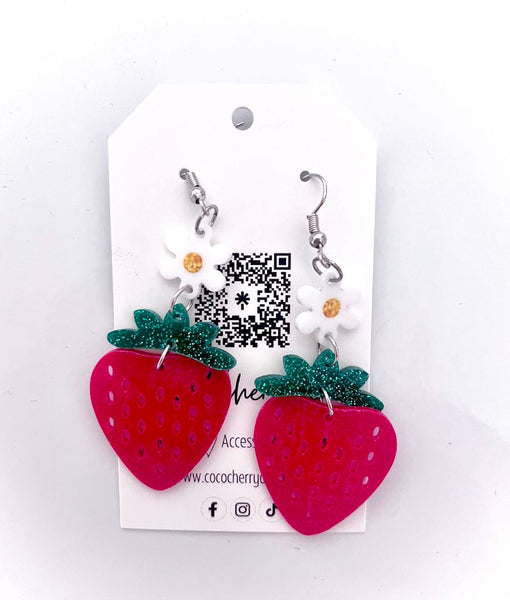 Strawberry Daisy Earrings