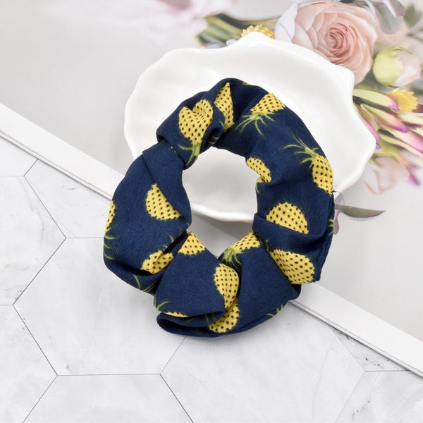 Navy Pineapple Scrunchie