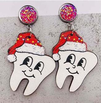 Tooth Santa Earrings