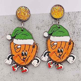 Christmas Baseball Glove Earrings