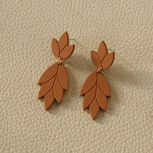 Polymer Clay Leaf Earrings