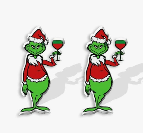 Grinch Wine Earrings