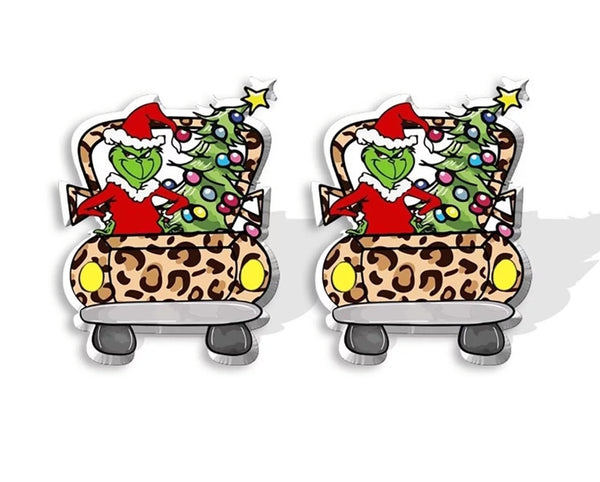 Grinch Xmas Car Earrings