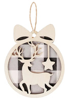 Gray Plaid Reindeer Ornament