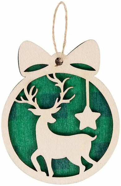 Green Plaid Reindeer Ornament