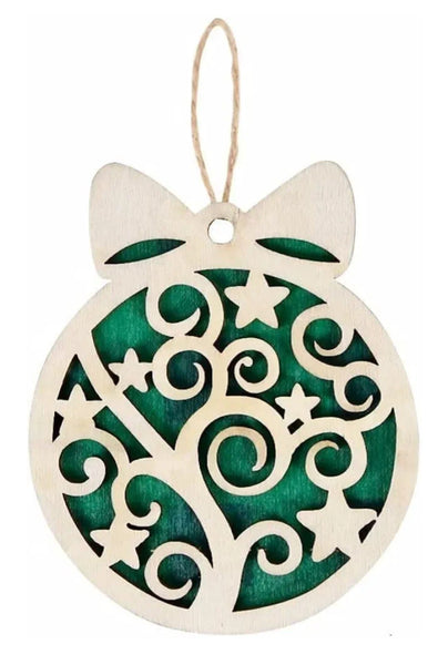Green Plaid Swirly Ornament