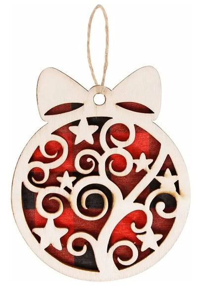 Red Plaid Swirly Ornament