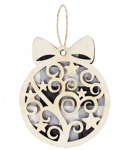 Gray Plaid Swirly Ornament