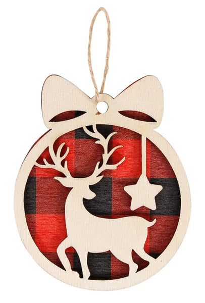 Red Plaid Reindeer Ornament