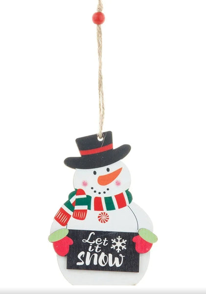 Wooden Snowman Ornament
