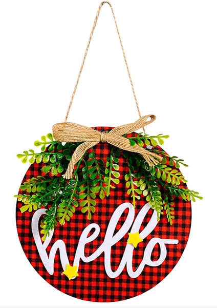 Plaid Hello Sign
