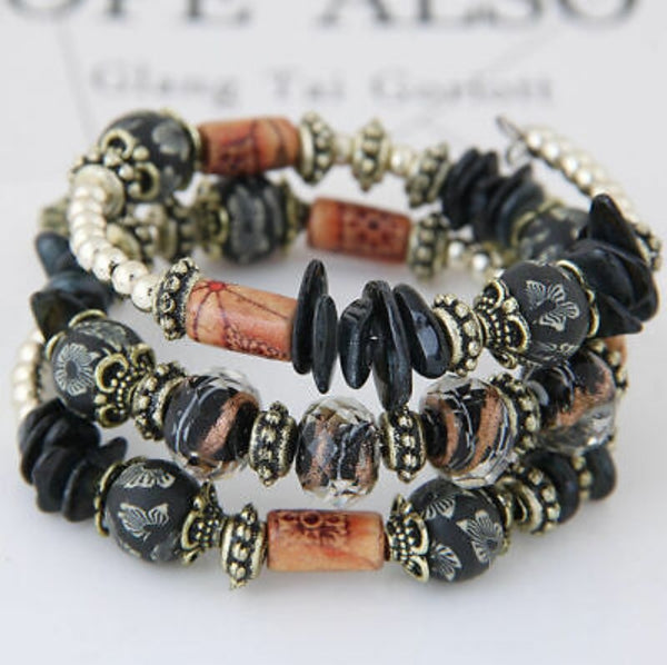 Black Beaded Boho Bracelet