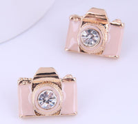 Pink Camera Earrings