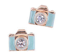 Teal Camera Earrings