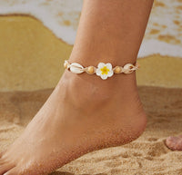 Yellow Flower Seashell Anklet