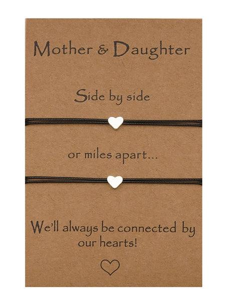 2pc Mother Daughter Heart Bracelets