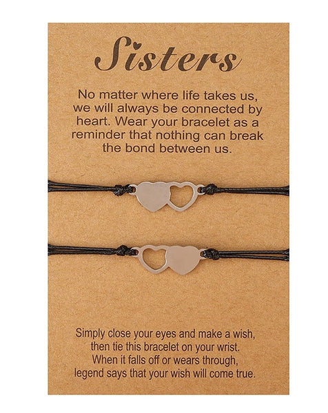 Sister Heart Bracelet Set