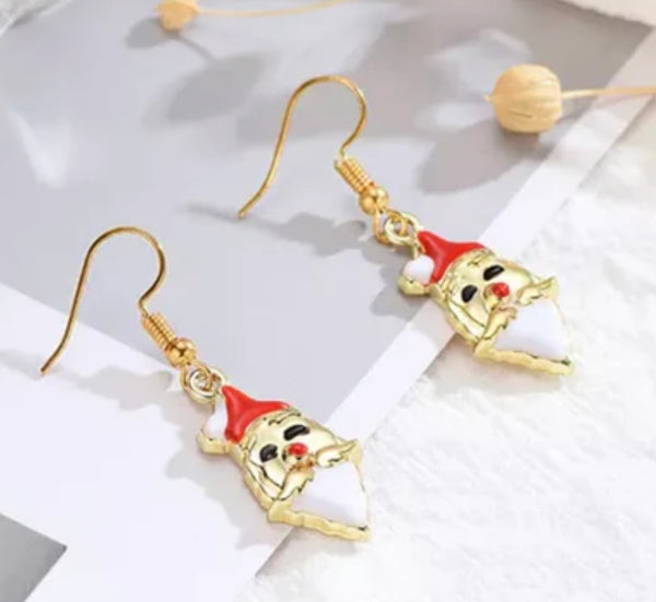 Gold Santa Earrings