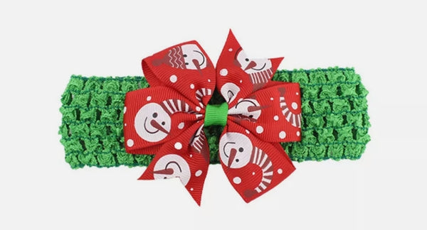 Green Baby Headband - Snowman