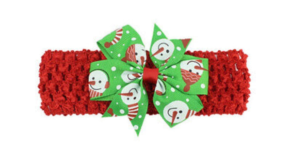 Red Baby Headband - Snowman