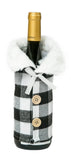 White Plaid Wine Bottle Cover