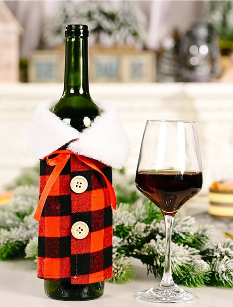 Red Plaid Wine Bottle Cover