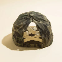 Distressed Camo Criss Cross Hat