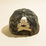 Distressed Camo Criss Cross Hat