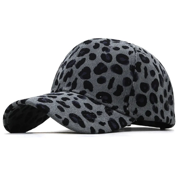 Grey Leopard Corduroy Hat