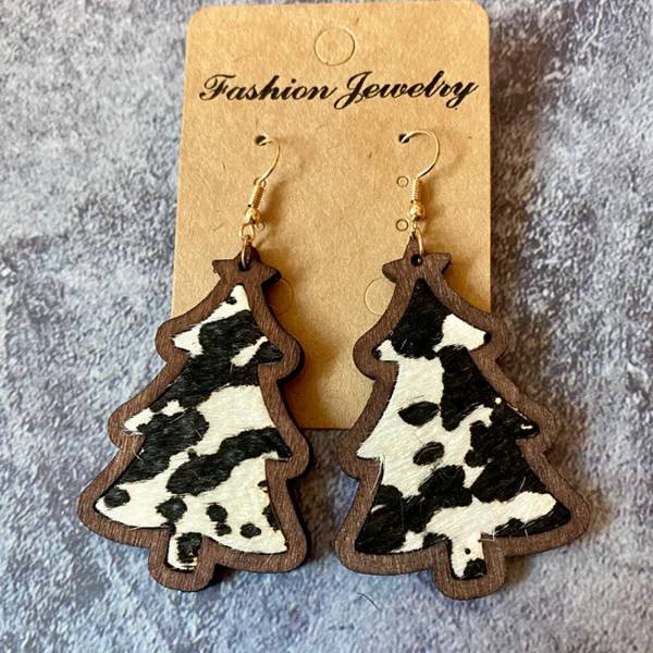 Cowhide Tree Earrings