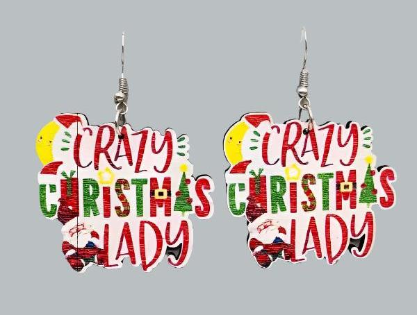 Crazy Christmas Lady Earrings