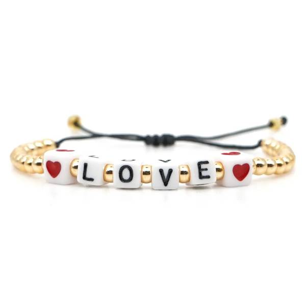 Gold Beaded Love Bracelet