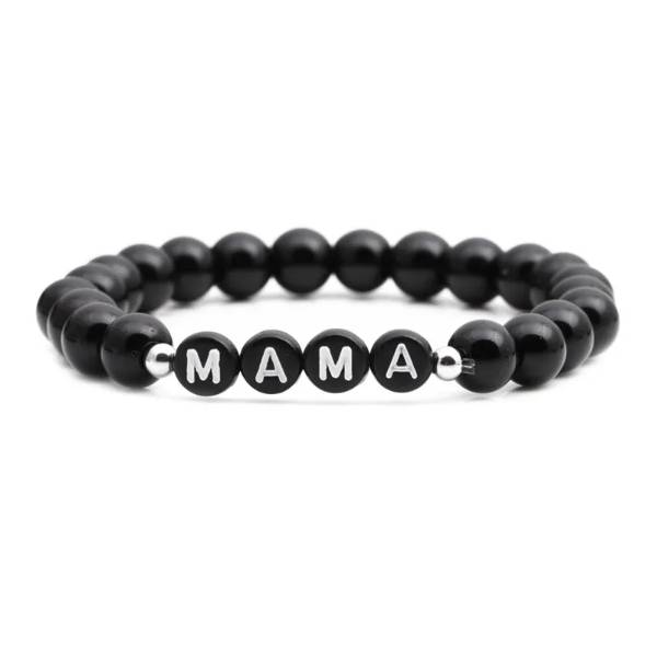 Black Beaded Mama Bracelet