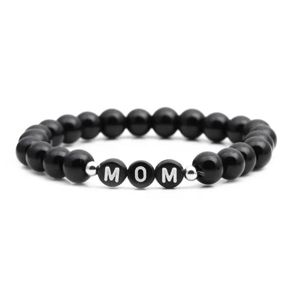 Black Beaded Mom Bracelet