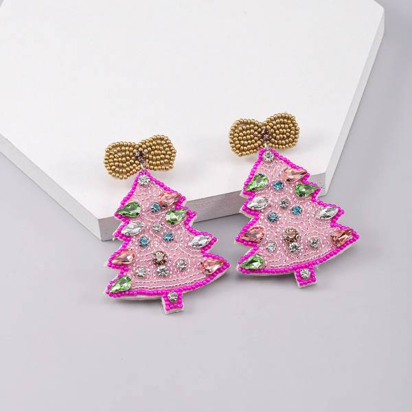 Jeweled Seed Bead Tree Earrings