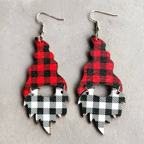 Plaid Gnome Earrings