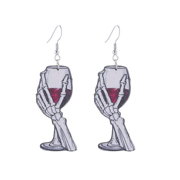 Skeleton Wine Glass Earrings
