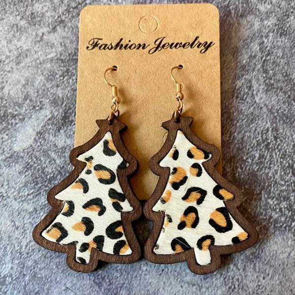 White Leopard Tree Earrings