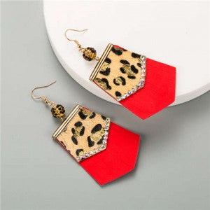 Red Leopard Tassel Earrings
