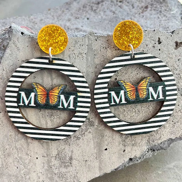 Stripe Butterfly Mom Earrings