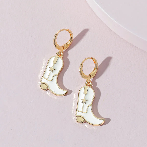 White Boot Earrings