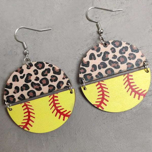 Leopard Softball Earrings