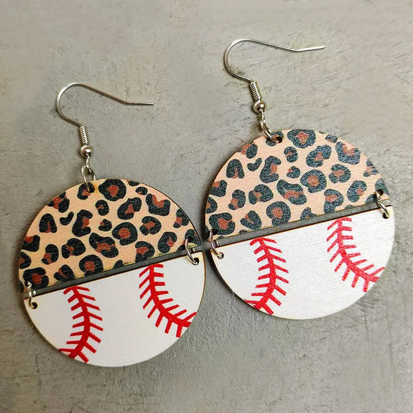 Leopard Baseball Earrings