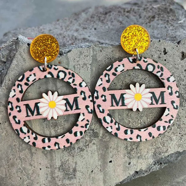 Pink Leopard Mom Earrings