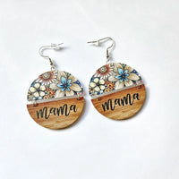 Wooden Floral Mama Earrings