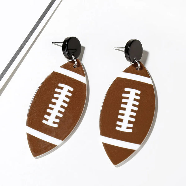 Acrylic Football Earrings