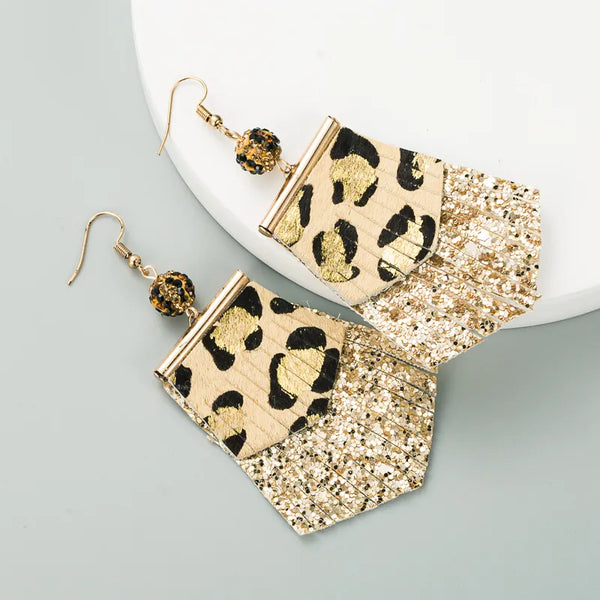Gold Glitter Tassel Earrings