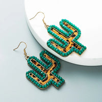 Turquoise Rhinestone Cactus Earrings