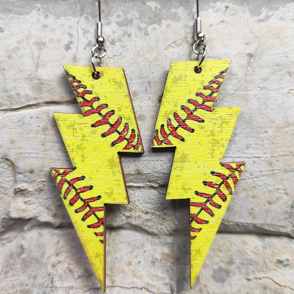 Softball Lightning Bolt Earrings